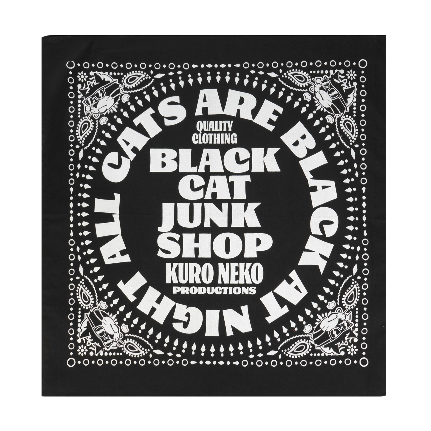 Black Cat Junk Shop bandanas Black