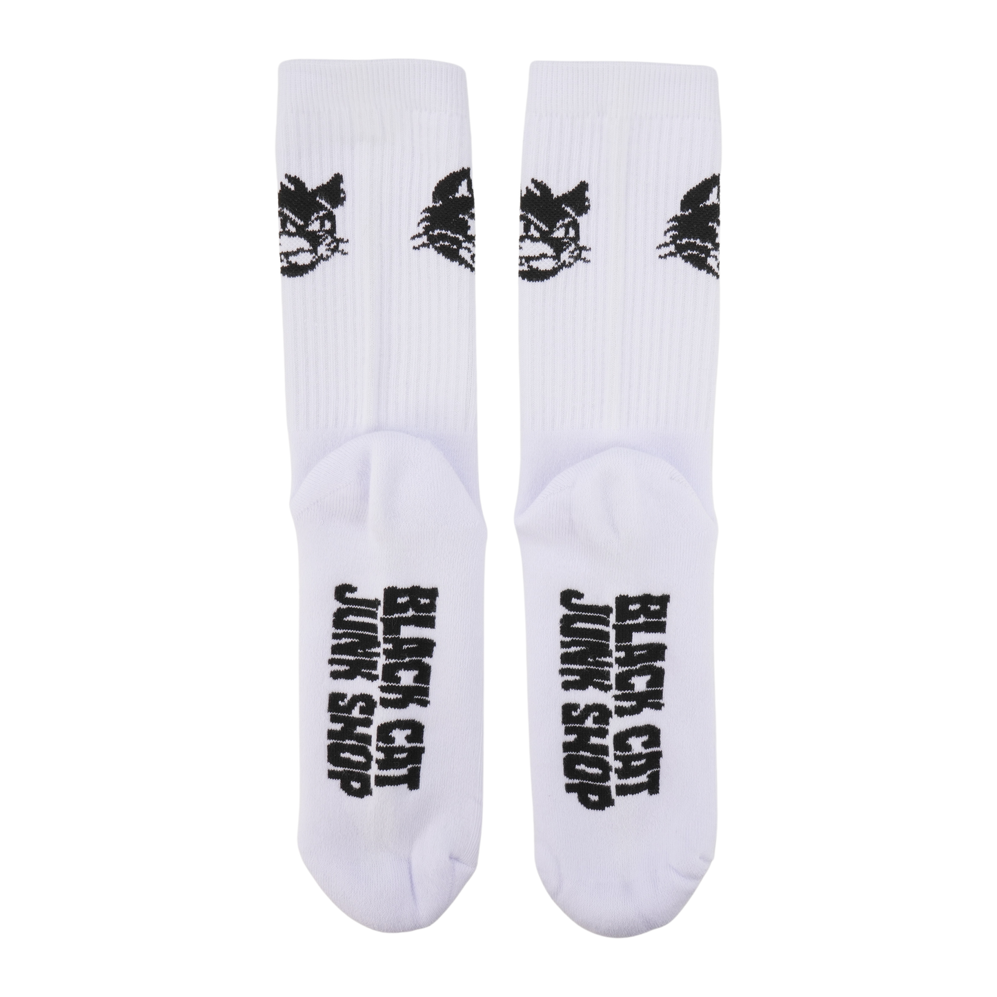 Black Cat Junk Shop Socks White