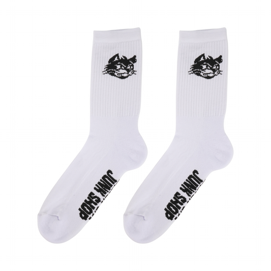 Black Cat Junk Shop Socks White