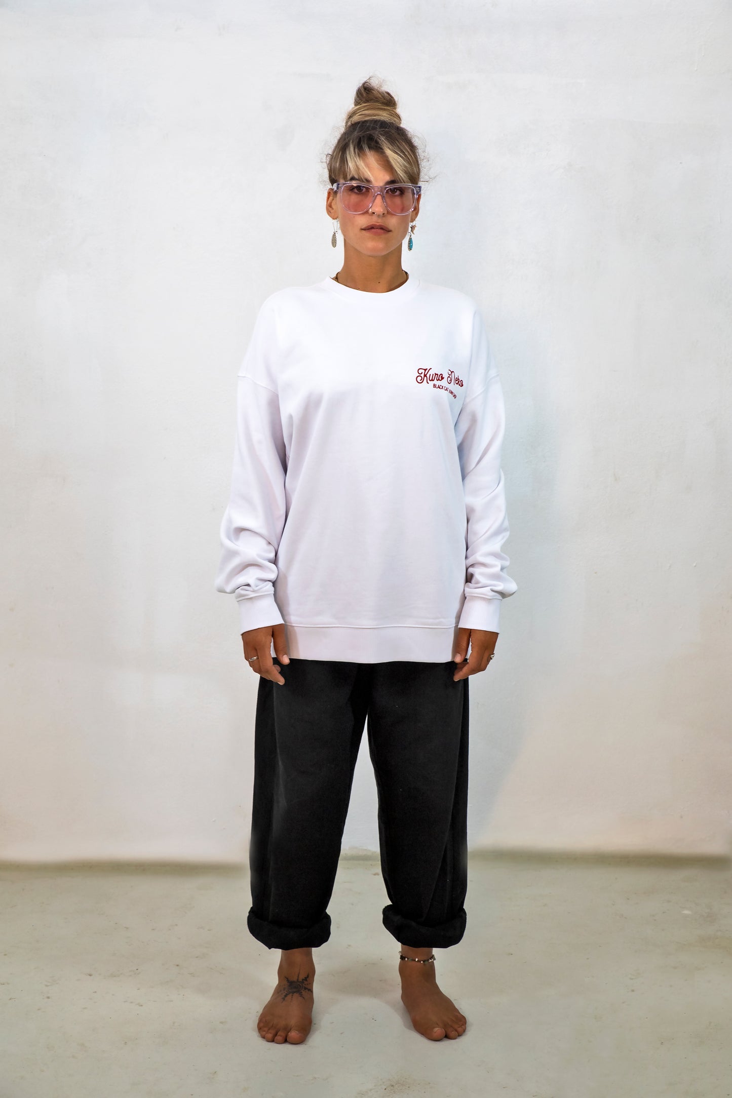 Classic Script  Crew Top White